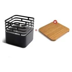 CUBE Feuerkorb schwarz inkl. CUBE Auflagebrett Bambus^Höfats
