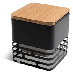 CUBE Feuerkorb schwarz inkl. CUBE Auflagebrett Bambus^Höfats