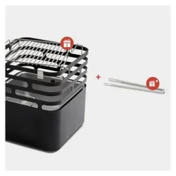 CUBE Feuerkorb schwarz inkl. CUBE Grillrost und Grillzange^Höfats Best