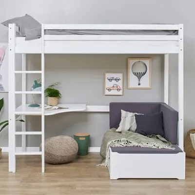 ECO Dream Hochbett Mega 90x200 cm mit Lounge-Modul (inkl. Passender Matratze) und Schreibtisch^Hoppekids Clearance