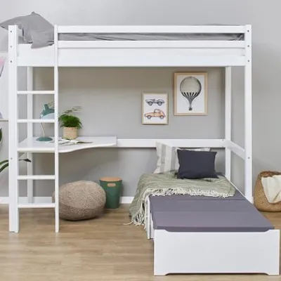 ECO Dream Hochbett Mega 90x200 cm mit Lounge-Modul (inkl. Passender Matratze) und Schreibtisch^Hoppekids Clearance
