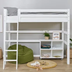 ECO Luxury Hochbett 90x200cm mit Lattenrost und Schrägleiter^Hoppekids Clearance