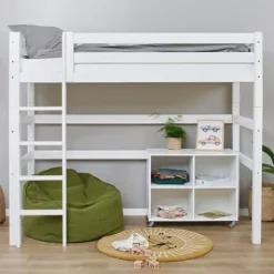 ECO Luxury Hochbett 90x200cm mit Lattenrost und gerader Leiter^Hoppekids Online