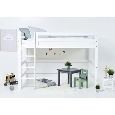 ECO Luxury Mittelhochbett 120x200cm mit Rollrost und gerader Leiter^Hoppekids New