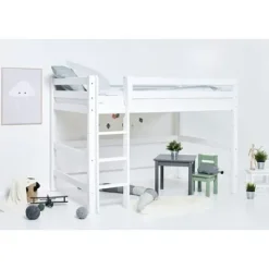ECO Luxury Mittelhochbett 120x200cm mit Rollrost und gerader Leiter^Hoppekids New