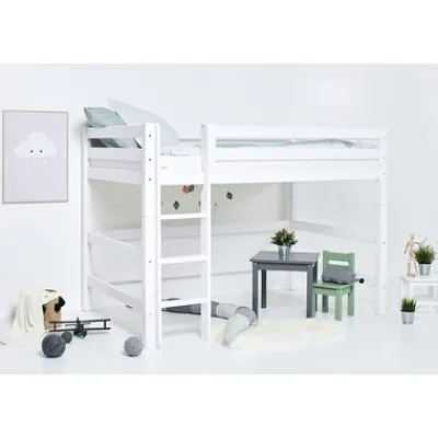ECO Luxury Mittelhochbett 120x200cm mit Rollrost und gerader Leiter^Hoppekids New