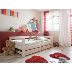 Infanskids Einzelbett mit halber Abschutzsicherung 90 x 200cm^Infantil Hot
