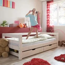 Infanskids Einzelbett mit 2 Rollschubkästen 90 x 200cm^Infantil Discount