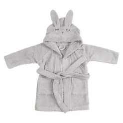 Kapuzen Bademantel Hase Silber GOTS 3/4 1816517-34 Sale^Kikadu Online