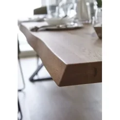 Esstisch 180x100cm Zerreiche Baumkante (3cm) Natur geölt mit Metall Spider-Gestell^LifeConcept Sale
