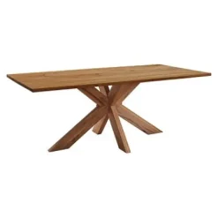 Esstisch 240x100cm Zerreiche gerade Kante (3cm) Natur geölt mit Holz Spider-Gestell^LifeConcept Best