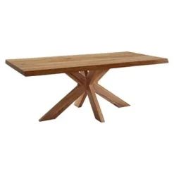 Esstisch 240x100cm Zerreiche Baumkante (6cm) Natur geölt mit Holz Spider-Gestell^LifeConcept Outlet