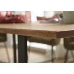 Esstisch 240x100cm Zerreiche gerade Kante (6cm) Natur geölt mit Holz Spider-Gestell^LifeConcept