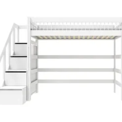 Lifetime Hochbett Breeze mit Treppe und Deluxe Lattenrost lackiert^Lifetime Kidsrooms Outlet