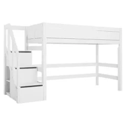 Lifetime Hochbett 152cm mit Treppe und Deluxe Lattenrost lackiert^Lifetime Kidsrooms New