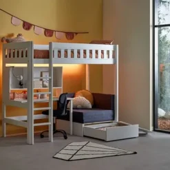 Lifetime Norden Hochbett 90x200cm mit Rollboden, Schreibtisch, Regal und Sofabett 68401-10^Lifetime Kidsrooms Hot