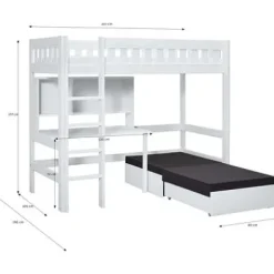 Lifetime Norden Hochbett 90x200cm mit Rollboden, Schreibtisch, Regal und Sofabett 68401-10^Lifetime Kidsrooms Hot