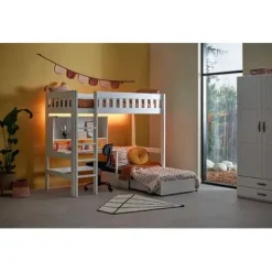 Lifetime Norden Hochbett 90x200cm mit Rollboden, Schreibtisch, Regal und Sofabett 68401-10^Lifetime Kidsrooms Hot