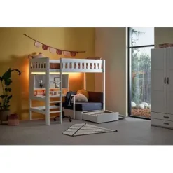 Lifetime Norden Hochbett 90x200cm mit Rollboden, Schreibtisch, Regal und Sofabett 68401-10^Lifetime Kidsrooms Hot