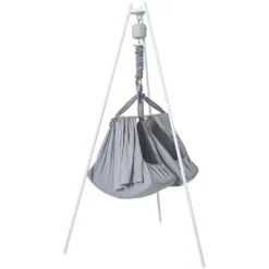 Set Federwiege Zwillinge Premium mit Ständer & Motor LeeLo02 grau^Membantu®
