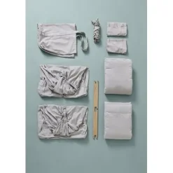 Set Federwiege Zwillinge Premium mit Ständer & Motor LeeLo02 grau^Membantu®