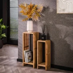 Blumentisch Rib 2er Set verwittertes holz^Rubjerg Design Sale