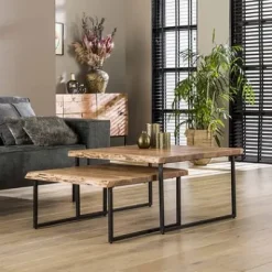 Couchtisch Edge 2er Set Metall/Akazie massiv^Rubjerg Design Hot