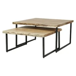 Couchtisch Edge 2er Set Metall/Akazie massiv^Rubjerg Design Hot