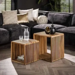 Couchtisch Rib 2er Set verwittertes holz^Rubjerg Design Outlet