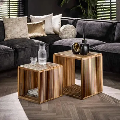 Couchtisch Rib 2er Set verwittertes holz^Rubjerg Design Outlet