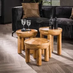 Couchtisch 3er Set Akazie massiv natur^Rubjerg Design Best