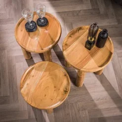 Couchtisch 3er Set Akazie massiv natur^Rubjerg Design Best