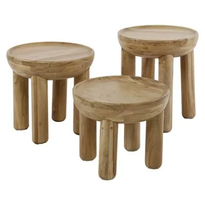 Couchtisch 3er Set Akazie massiv natur^Rubjerg Design Best