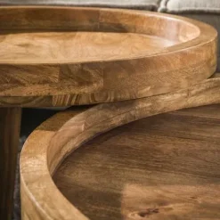 Couchtisch Tripod 2er Set Mangoholz massiv sandfarben^Rubjerg Design