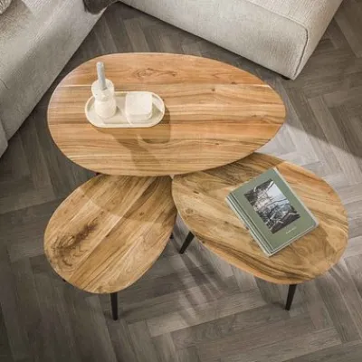 Couchtisch Organisch 3er Set Akazie massiv^Rubjerg Design Best