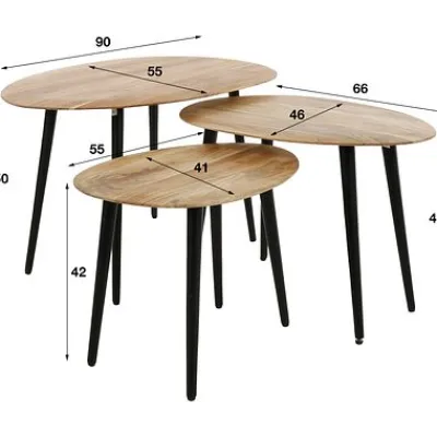 Couchtisch Organisch 3er Set Akazie massiv^Rubjerg Design Best