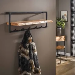 Garderobe Edge 2 mit 6 Haken Metall/Akazie massiv^Rubjerg Design Online