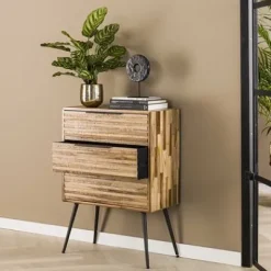 Kommode Teca Strip mit 3 Schubladen Teakholz^Rubjerg Design Discount