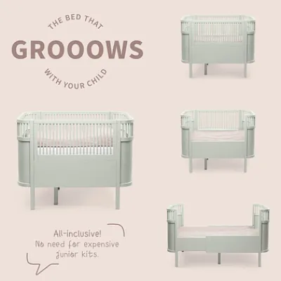 Baby- & Juniorbett mist green FSC™^Sebra Hot