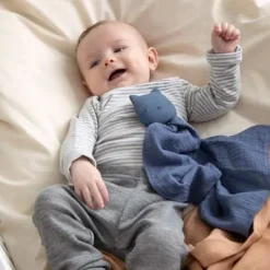 Naturkautschuk Beißringe mit kuscheltuch Rebel blau Sale^Sebra Hot
