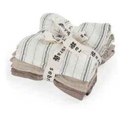 Spucktücher 3er Set cream stripe/beige^Sebra Discount