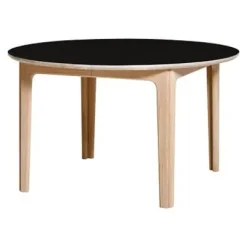 Esstisch 112 ausziehbar Eiche weiß geölt / Nanolaminat schwarz^Skovby Outlet