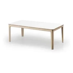 Esstisch 27 ausziehbar Eiche weiß geölt / Laminat weiß^Skovby Hot