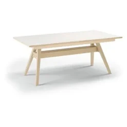 Esstisch 11 ausziehbar Eiche weiß geölt / Laminat weiß^Skovby Sale