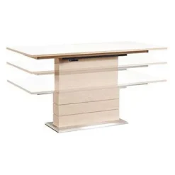 Esstisch 30 ausziehbar/höhenverstellbar Eiche weiß geölt / HPL weiß^Skovby Outlet